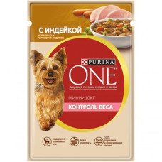 Вологий корм для собак малих порід із зайвою вагою Purina One Mini Weight control pouch 100 г (індичка)