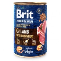Влажный корм для собак с чувствительным пищеварением Brit Premium By Nature Lamb with Buckwheat 400 г (ягненок)