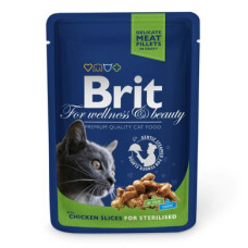Вологий корм для стерилізованих котів Brit Premium Cat Chicken Slices for Sterilised pouch 100 г (шматочки курки)