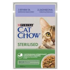 Вологий корм для стерилізованих котів Cat Chow Adult 85 г (ягня та квасоля)