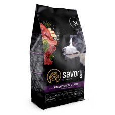 Корм сухий Savory Medium Breed rich in Fresh Turkey and Lamb для дорослих собак середніх порід від 10 до 25 кг зі свіжим ягням та індичкою 1 кг